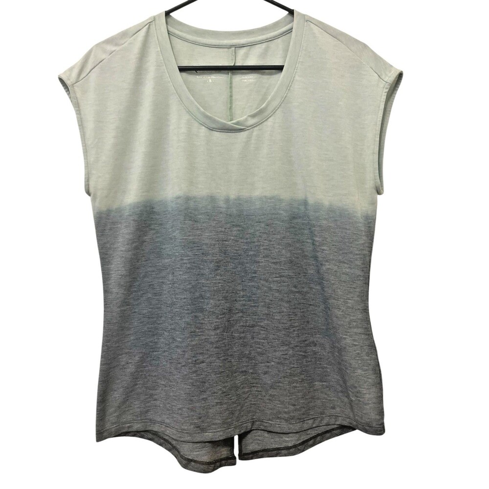 KUHL Isla Cap Sleeve Top Green Gray Ombre Dip-Dyed UPF 50+ Outdoor Hiking Size S